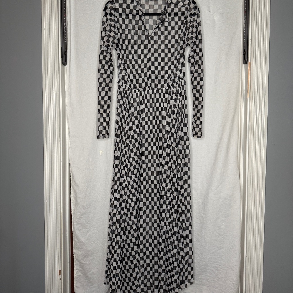 Sheer Checkered Dress